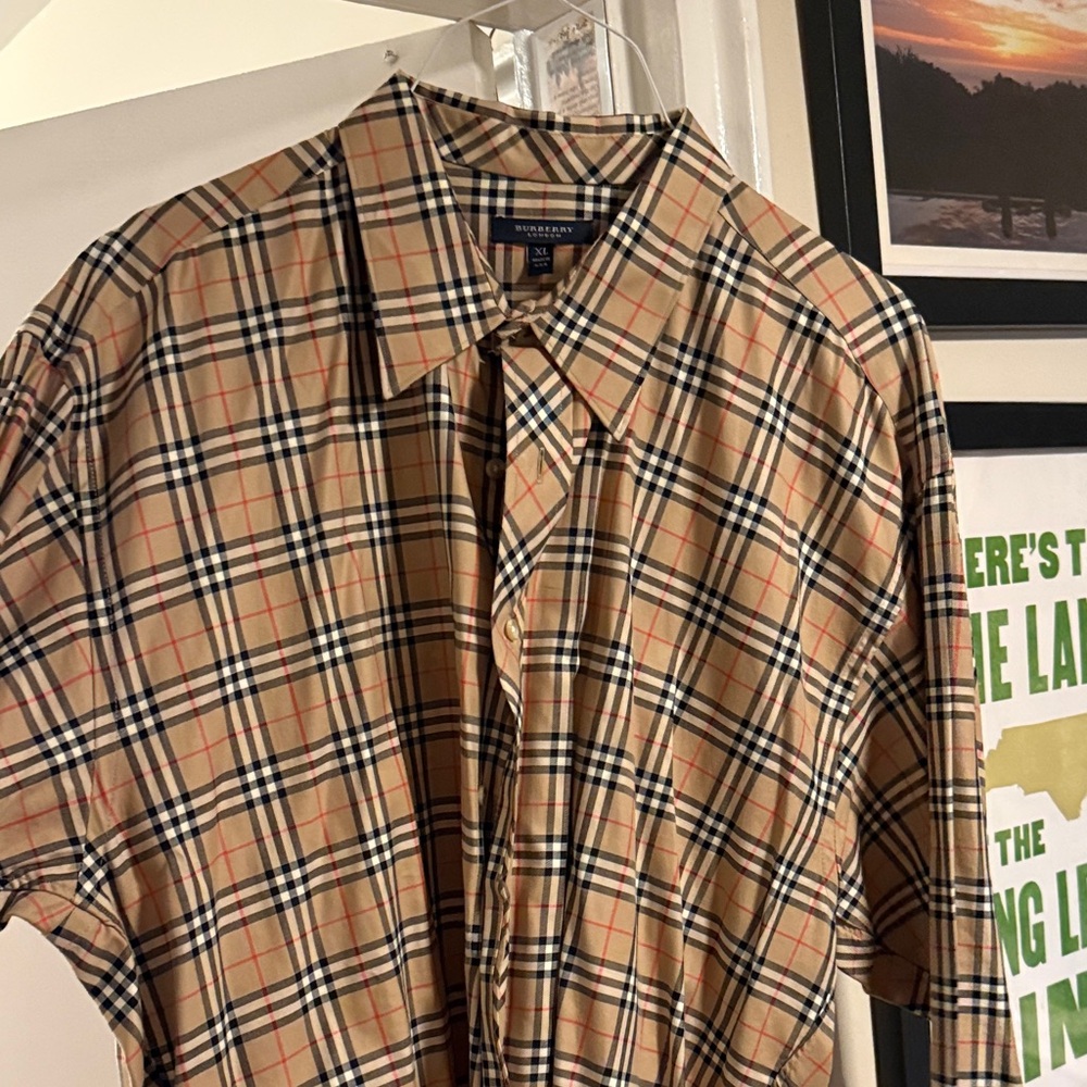 Burberry Beige and Black Checkered Shirt